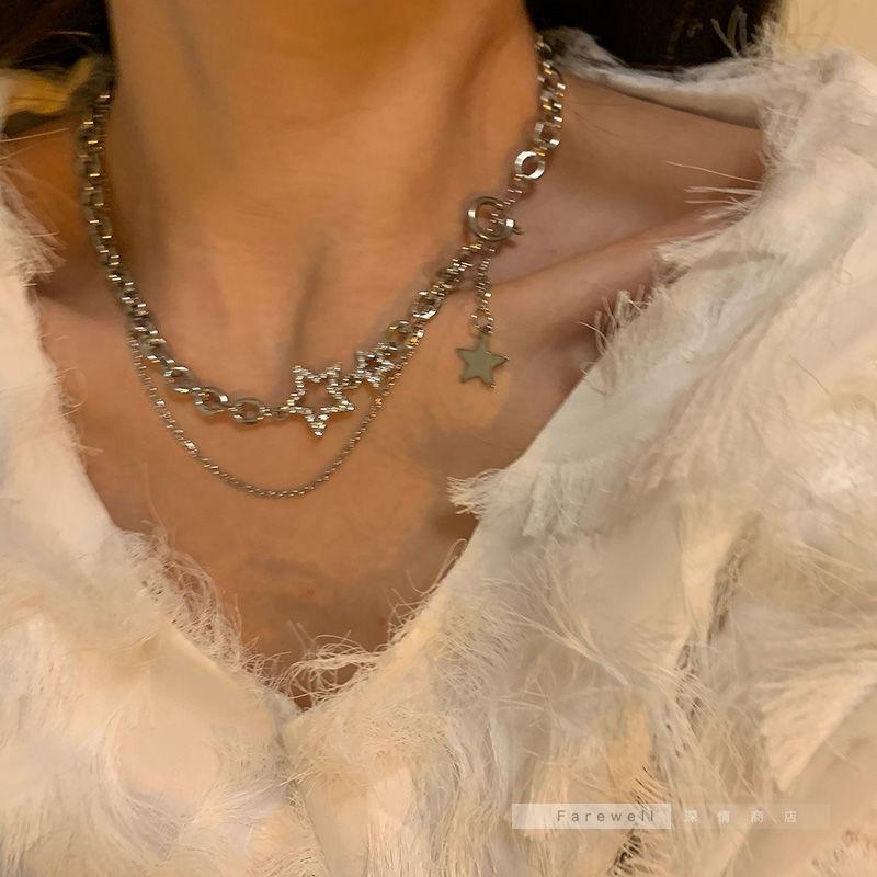 Star necklace female hip-hop babes accessories niche design sense collarbone chain new trendy cold wind high sense