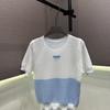 Miu Style 2026 Summer Classic Color Block Knit Top - Women's Light Luxury Casual Versatile Short Sleeve