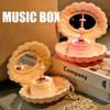 Shell Shape Ballet Girl Music Box with Mirror Jewelry Storage Box Classic Retro Melody Gift For Birthdays Holidays