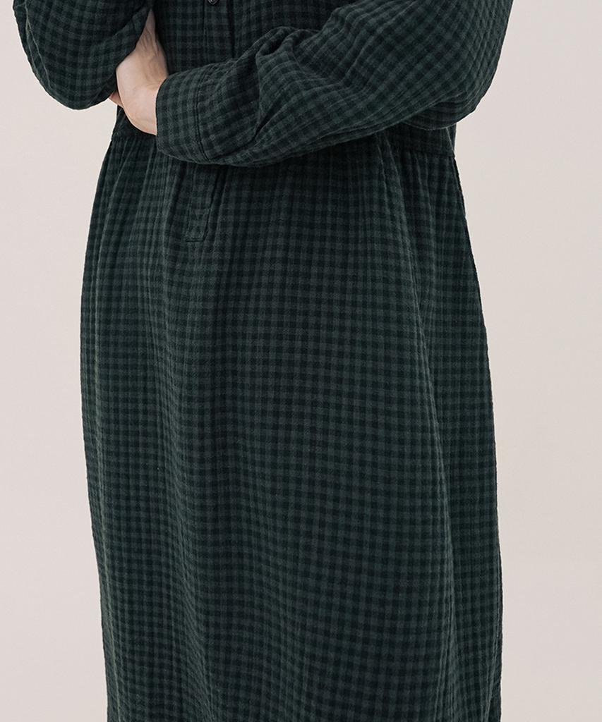 Chikita Check Double Cotton Dress Green 250802Gn