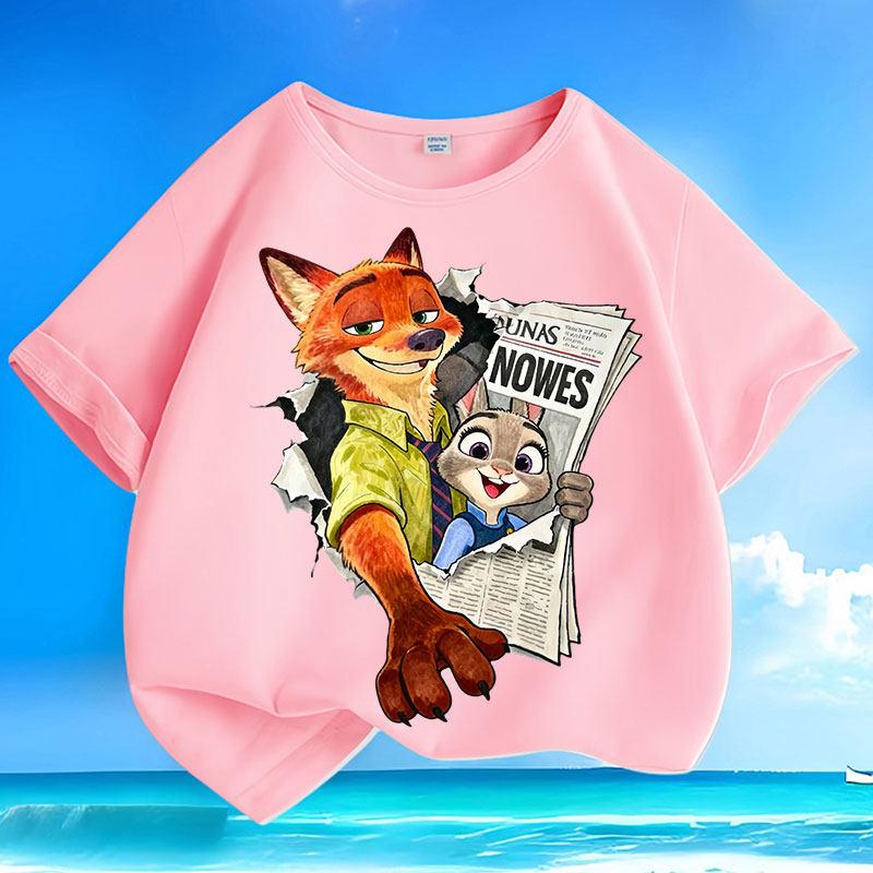 Summer Mania 'Zootopia' Children's T-Shirt Nick and Judy Cartoon Print