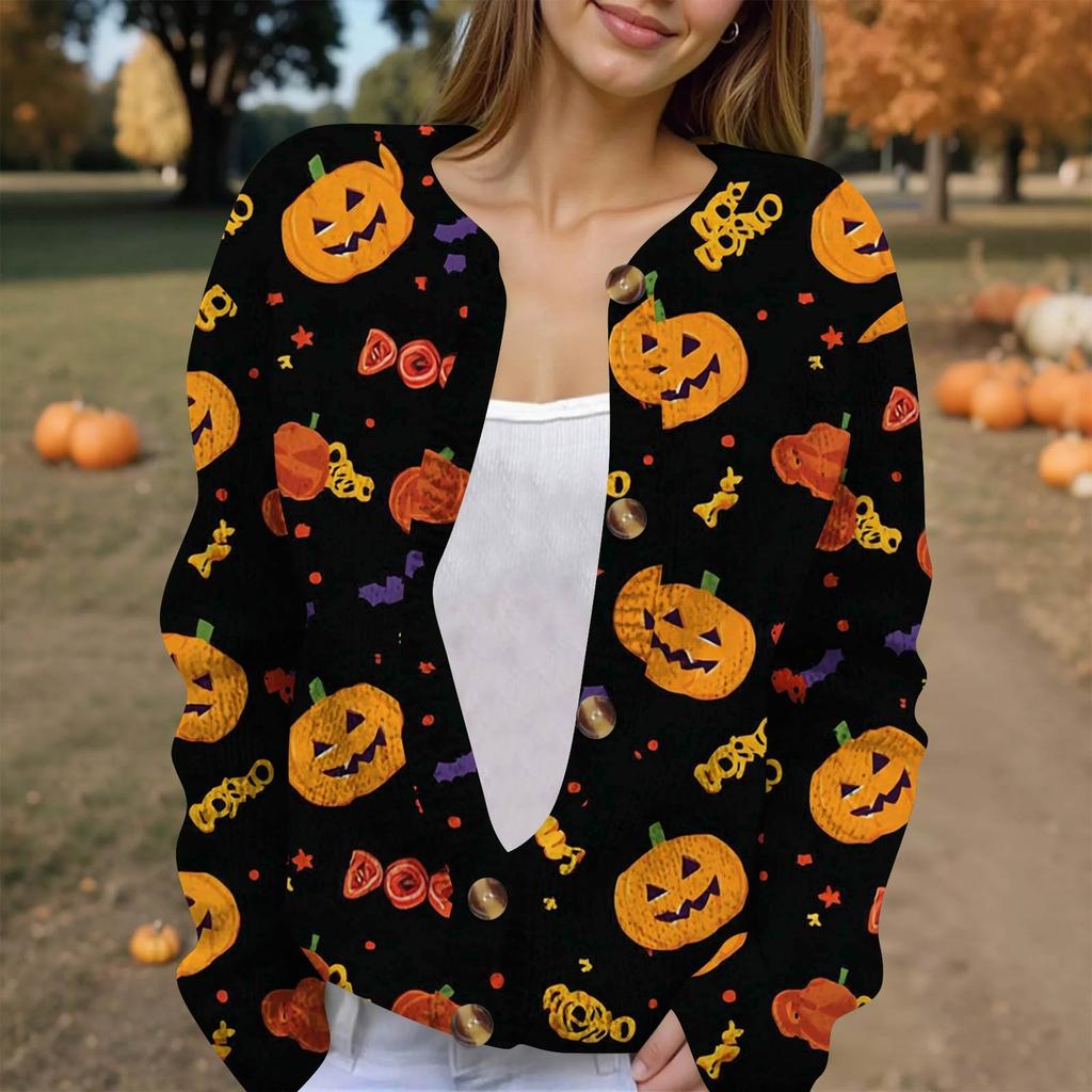 Langermet strikket cardigan-jakke med knapp ned for kvinner