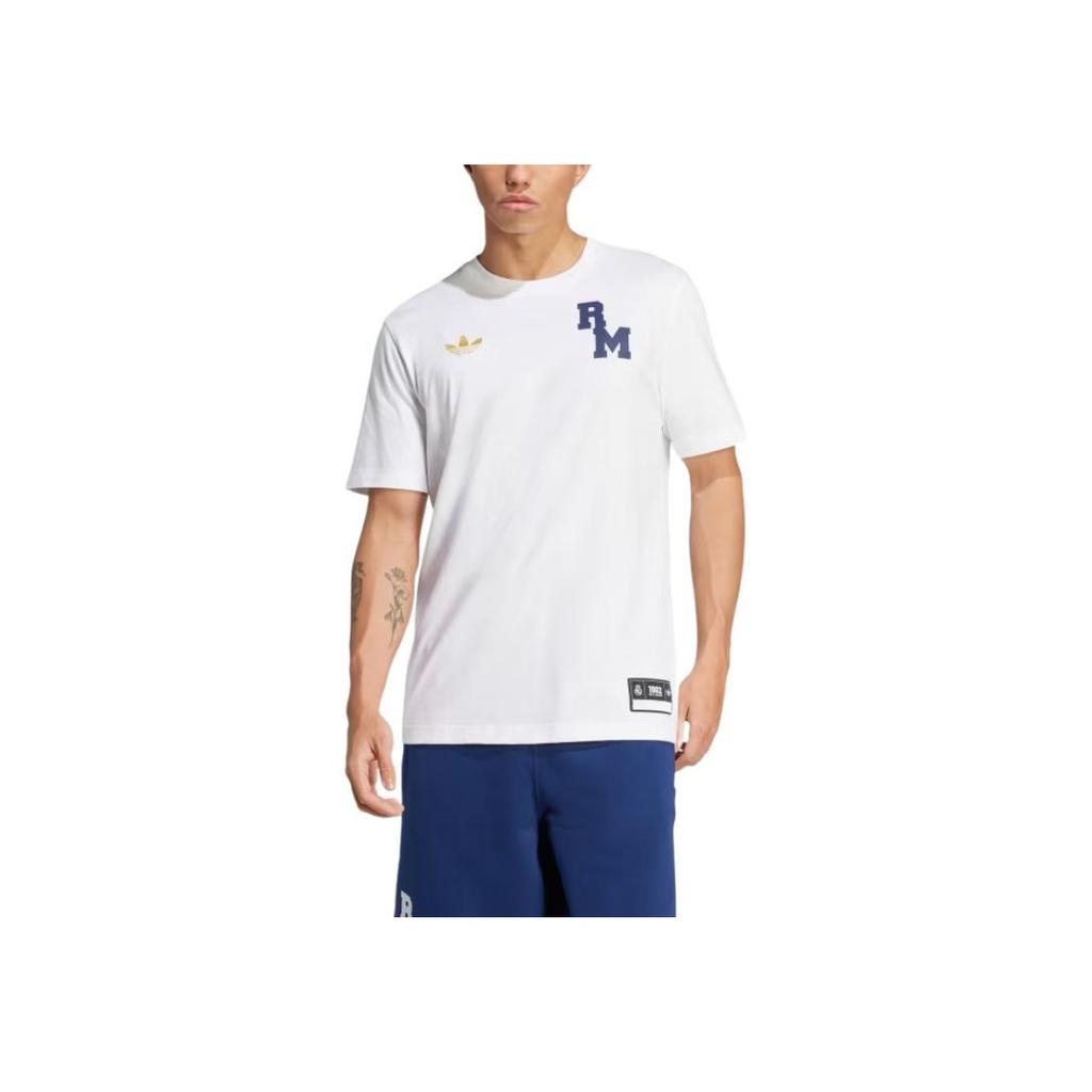 adidas Originale Vrct FW24 Real Madrid Rundhalsstrick Bequemes Kurzarm-T-Shirt Herren Tops Weiß JL6116