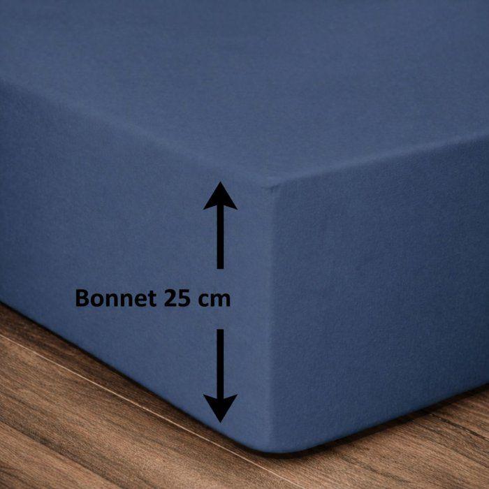 LOVELY HOME Dra-på-lakan - 140 x 190 + 25 cm - 100% bomull - Blå