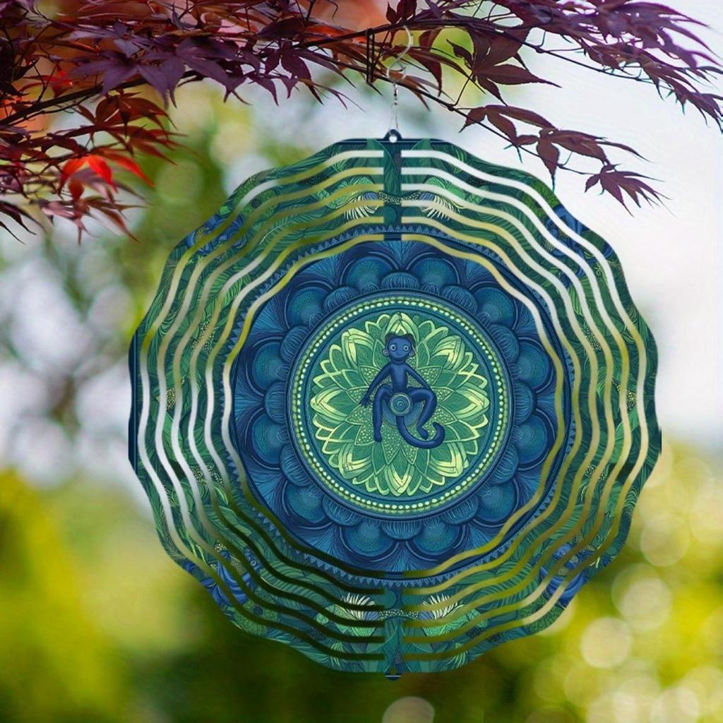 360 Degree Rotating Hook Metal Wind Chime 25.4 cm Battery Free Artistic Design for Garden Yard All Seasons Festival Decor