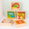 Beechwood Rainbow Stacking Blocks: Educational Toy for Color and Shape Recognition in Kindergarten Children