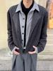 Men's Autumn Knit Top - Wheat Ear Jacquard, Color Block, Shirt Collar, Spliced Long Sleeve Cardigan