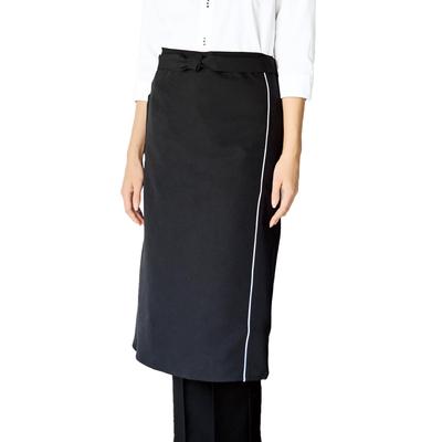 Apron Albe Long Apron Black With Pockets Easy Care Lined Restaurant Kitchen Cafe Uniform BC7132 Black F [Albe] Waist-length Waist-length