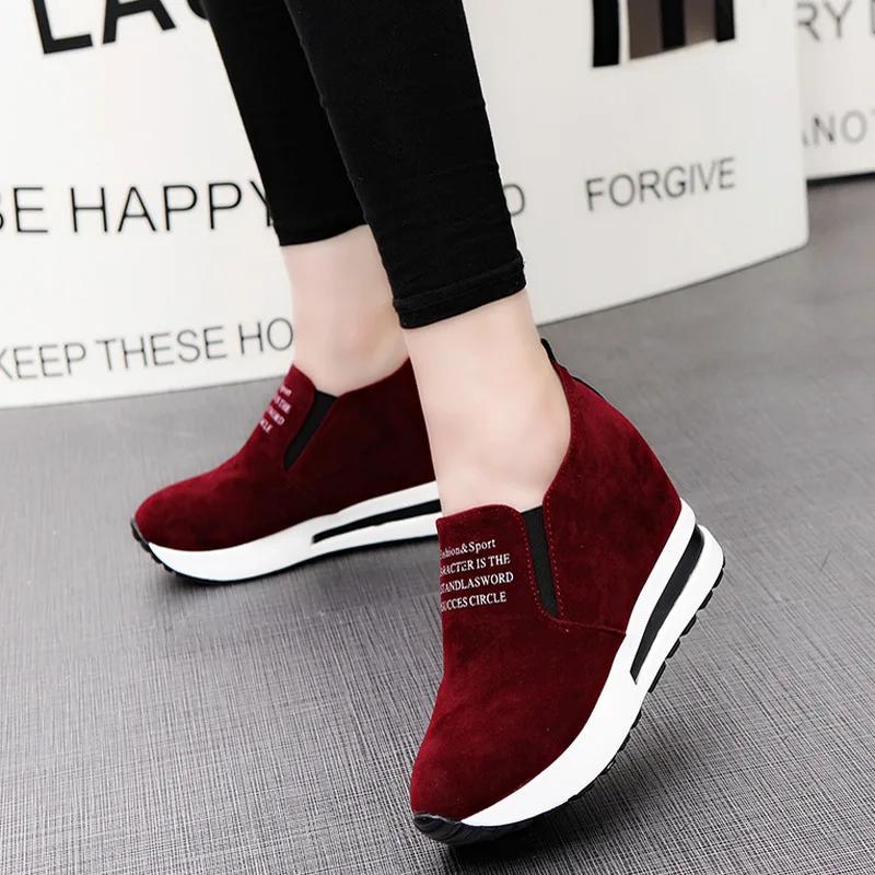 Platform Shoes for Women Casual Hidden Slope Heel Sneakers Women's Vulcanized Shoes Breathable Wedge Increase Shoes Women Tenis