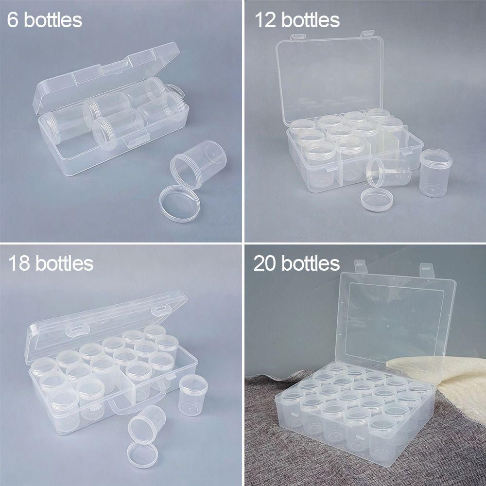 6/12/18/20 Bottles Clear Plastic Plastic Storage Box Multiple Slots with Lids Storage Container Case Bead Organizer Box