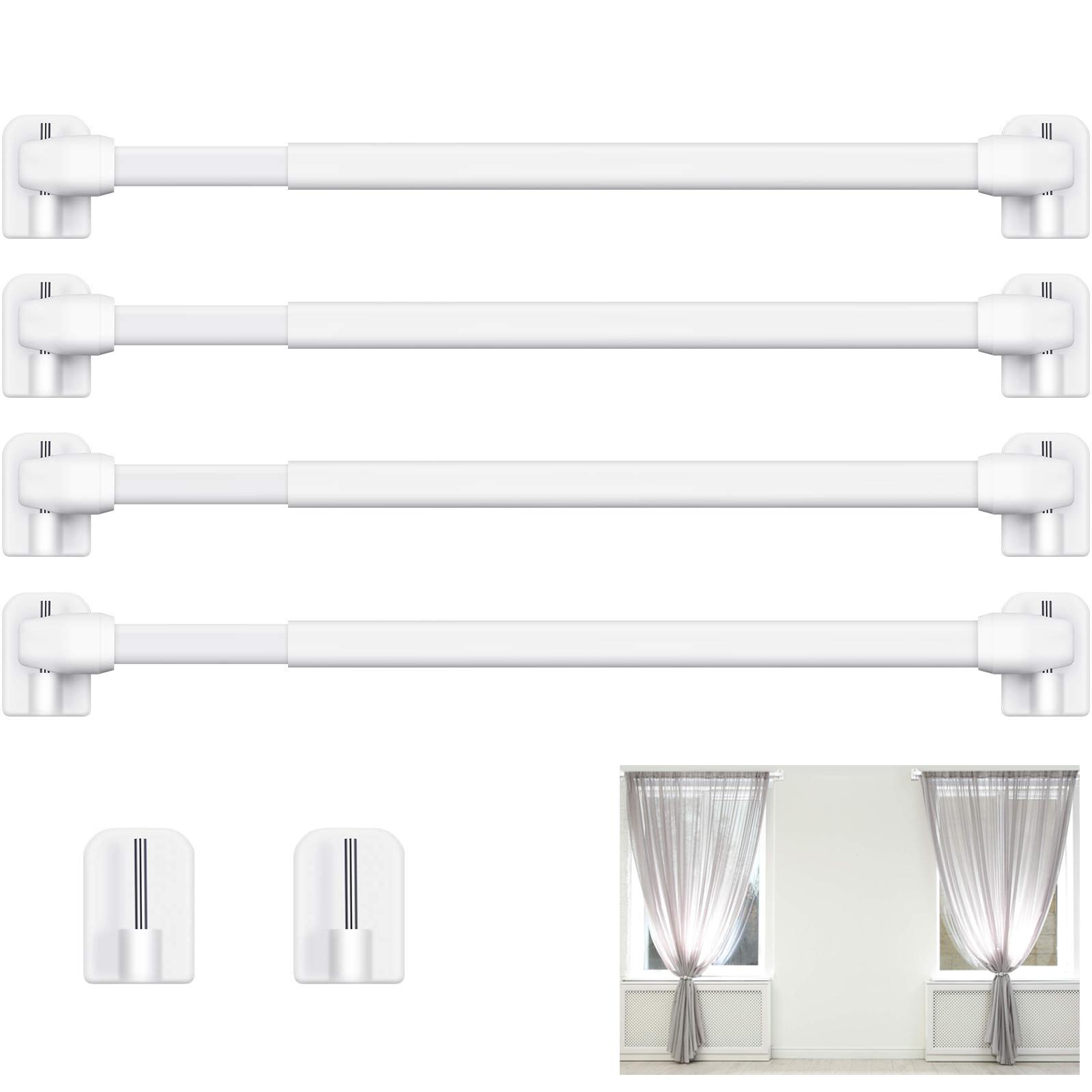 

4Pcs Adjustable Curtain Rod Bathroom Bar Shower Extendable Telescopic Poles Without Drilling Hanger Rods for Kitchen Home Hotel 15.7-27.5 in білий