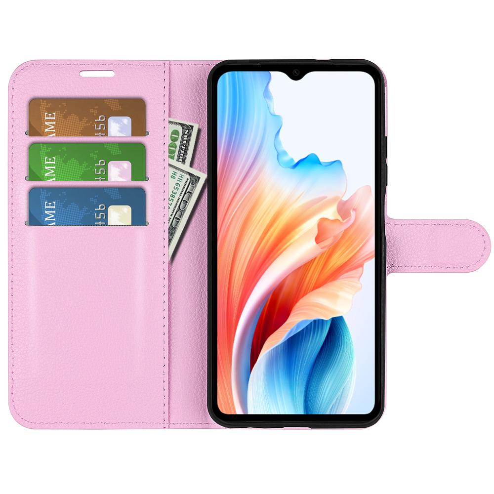 

For Oppo A38 4G Case Wallet Phone Shell Litchi Texture Stand Leather Cover Red
