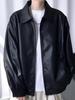 Men's Trendy PU Leather Motorcycle Jacket - Autumn/Winter Casual Korean Style with Lapel and Long Sleeves