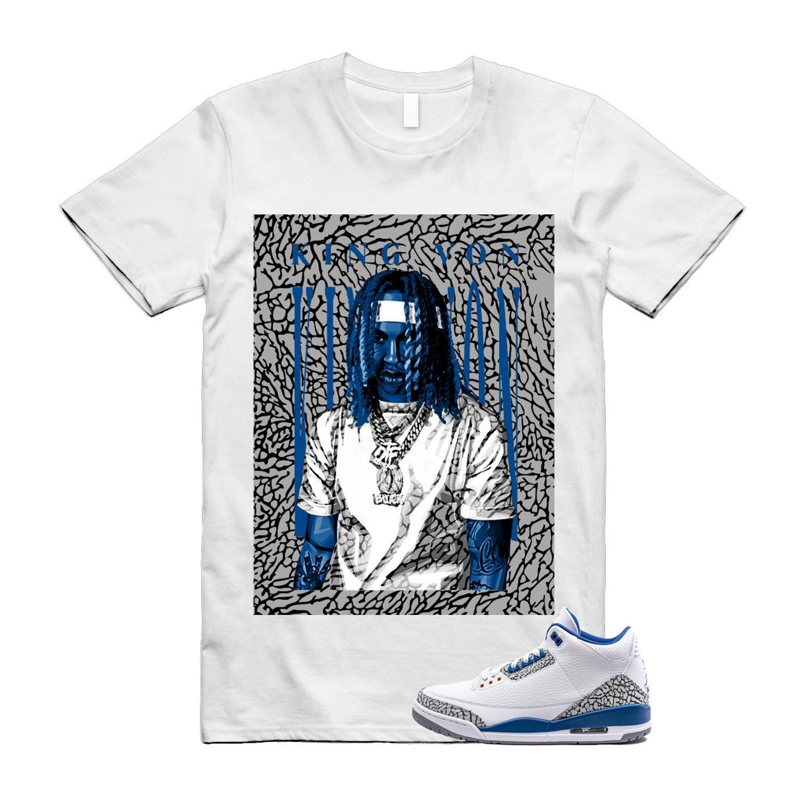 3 True Blue White Cement Grey Wizards T Shirt Match KING VON 2XL