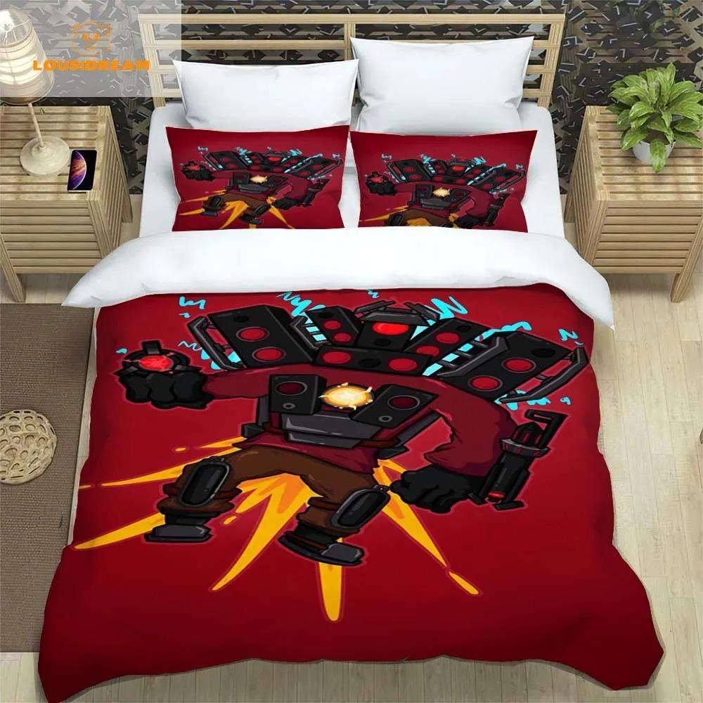 Duvet Cover Skibidi Toilet Pillowcase Duvet Cover Cartoon Bedding Set Full Size King Size For Single Double Room Decorating
