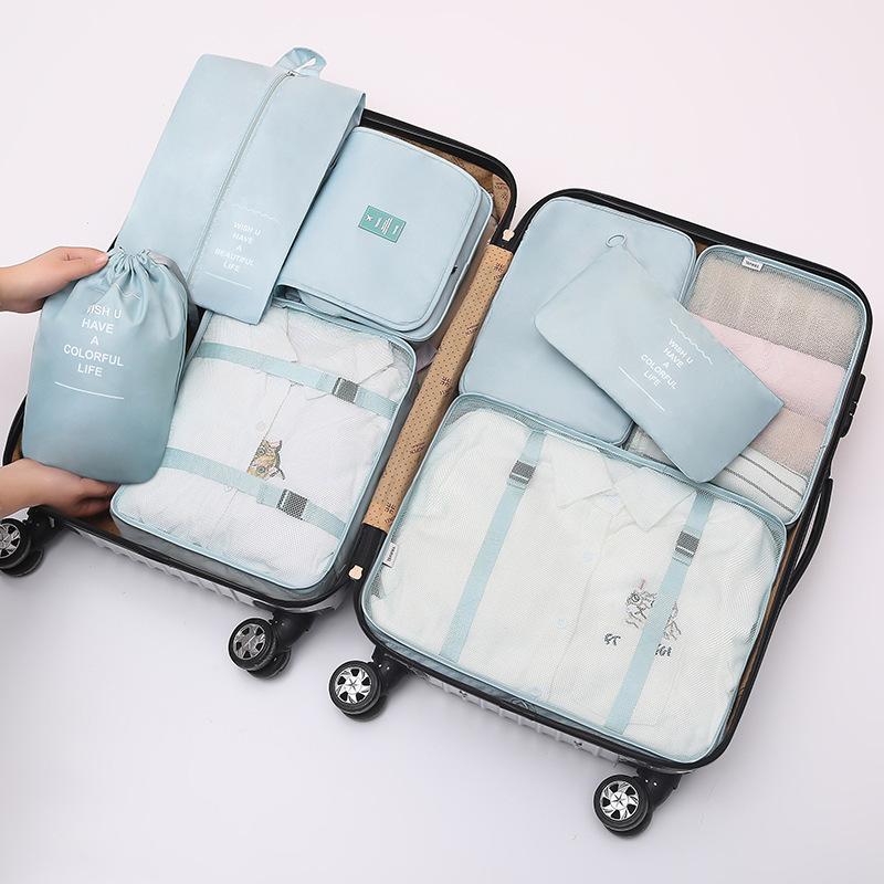 8Pcs/set Packing Cubes Travel Luggage Organizer Storage Bags Suitcase Packing Cases Clothes Shoe Tidy Pouch Bag Wash Bags