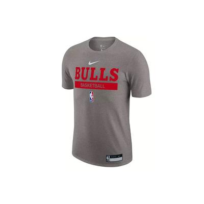 Camiseta Masculina Cinza Dri-Fit de Treino de Manga Curta com Gola Redonda e Estampa de Letras Chicago Bulls Homem DR6456-063