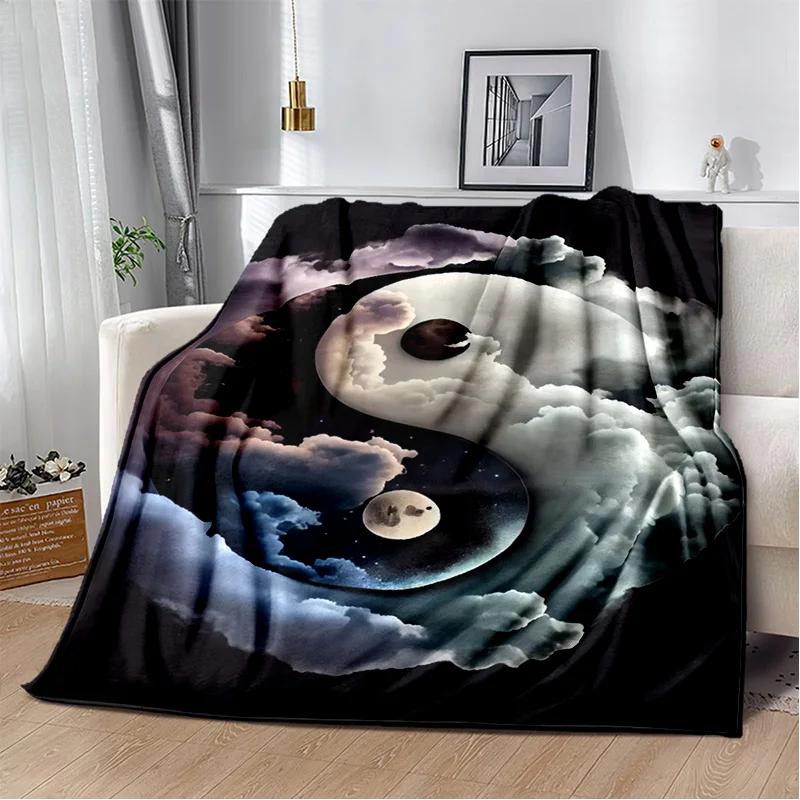 3D Naturalize Yin and Yang Chinese Tai Chi Blanket,Soft Throw Blanket for Home Bedroom Bed Sofa Travel Office Cover Blanket Kids