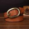 3.3Cm Wide Retro Unisex Leather Belt Simple And Versatile Couple First-Layer Cowhide Jeans Belt Men