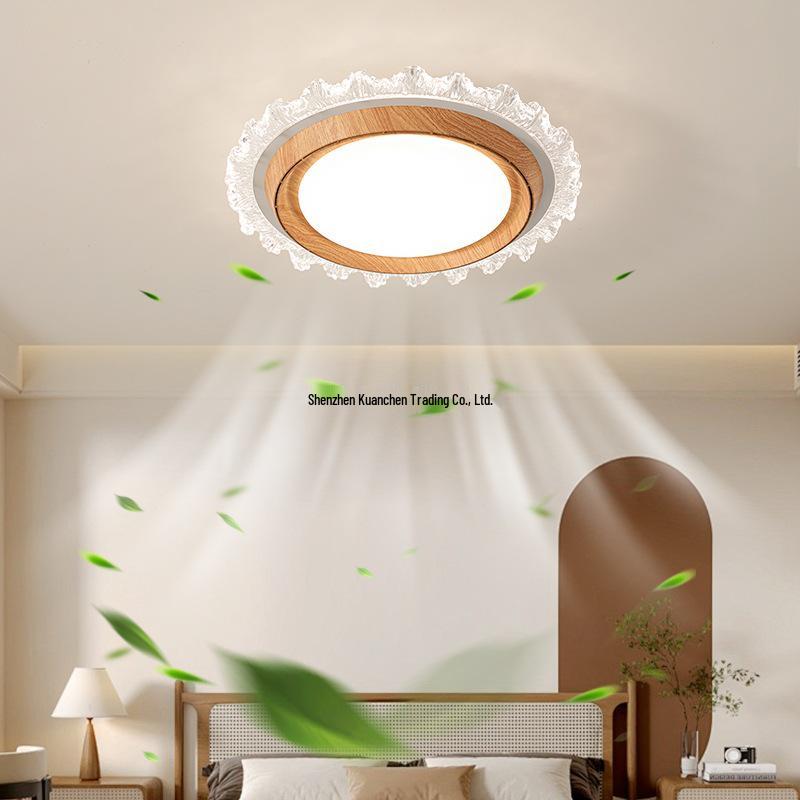 Modern Minimalist Solid Wood Leafless Fan Light - Silent Integrated Ceiling Light for Bedroom and Restaurant