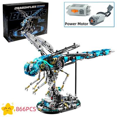 Non-Toxic New Mechanical Dragonfly Building Blocks Bricks Insect Simulation World Animal Model Kid Toy For Kids Birthday Christmas Gifts
