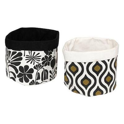 Set of 2 Twis Baskets 28 White and Black Up To 10 Made of Polyester