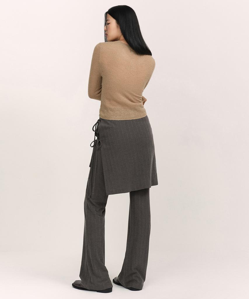 MUSINSA STANDARD WOMAN Women'S Vertical Textured Wrap Skirt Jersey Pants [Grey]