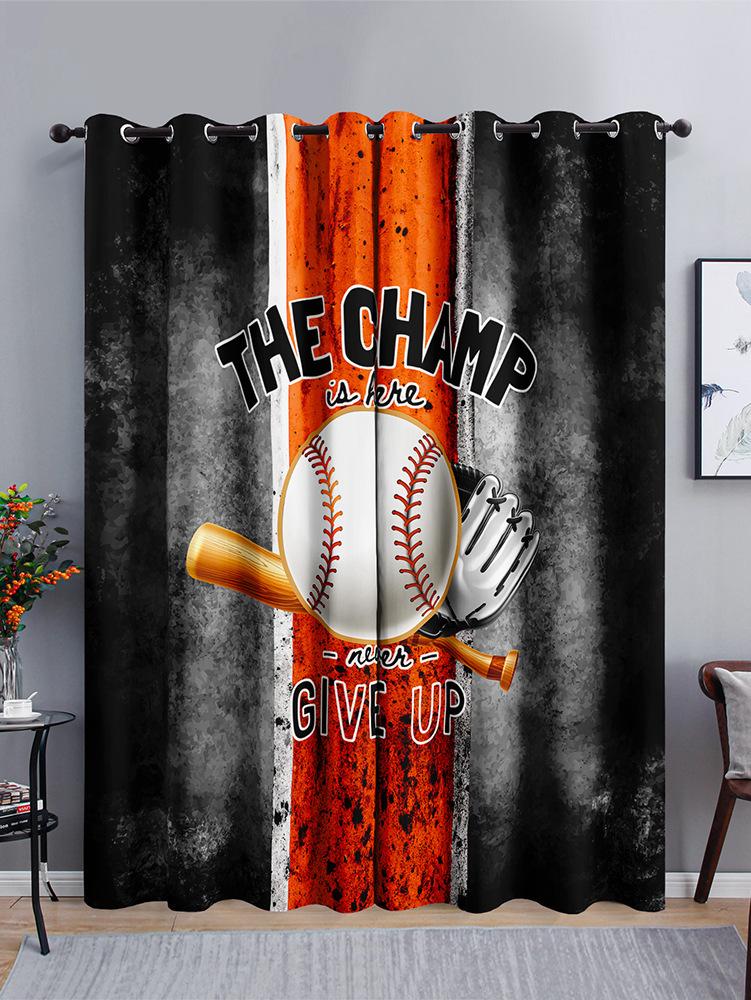 Curtains Football Basketball Baseball Music Sunshade Bedroom 3D Digital Printing Curtains Blackout Curtains 2pcs*97cm*114cm*2