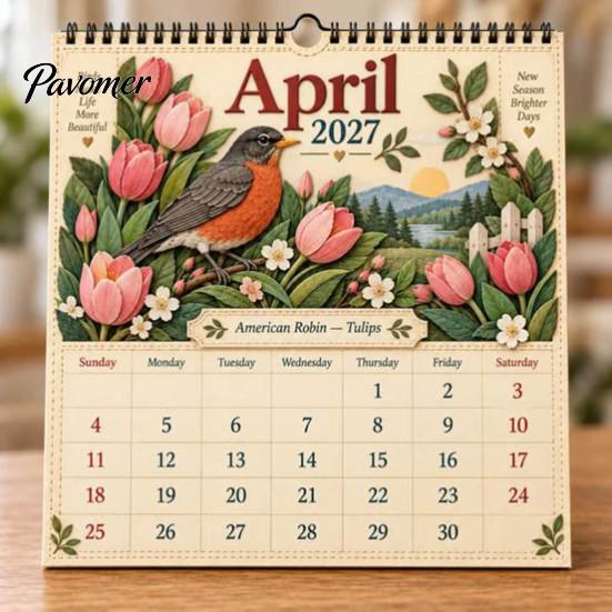 Minimalist Wall Decor 2027 Bird Calendar, Beautiful Birds & Nature Monthly Planner Professional Event Tracker with Coil Binding, Thick Art Paper