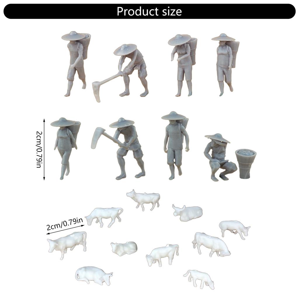Farm Keeper Model Resin Miniature Farmers for 1/87 Scale DIY Scenery for Model Train Setups