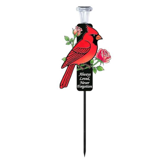 

Garden Decorative Lights Solar-Powered with Large Capacity Battery All-Metal Memorial Stake Light with LED for Cemetery Garden Decoration красный