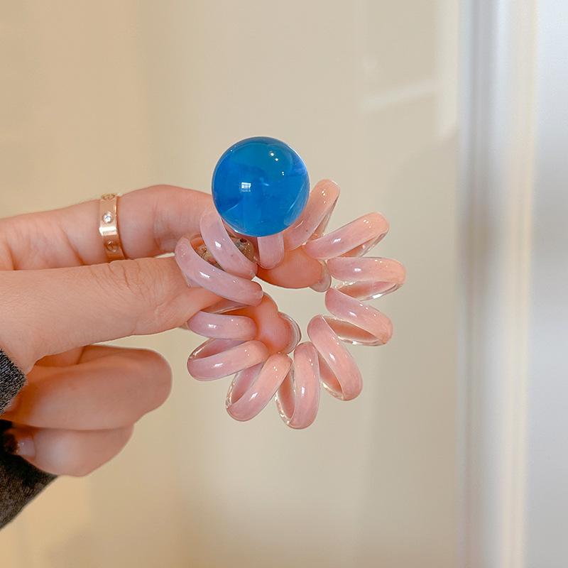 1 Stück gelee-farbenes perlenbesetztes Telefonkabel-Haargummi, hochelastisches Zopfgummi, geflochtenes Haar, kontrastfarbenes Stirnband, Haargummi