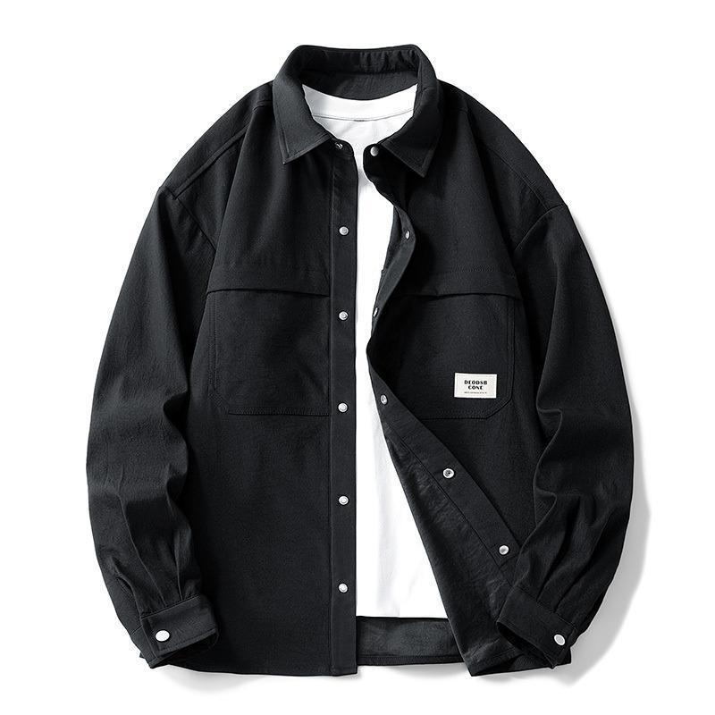 

Men s Beige Button-Up Shirt Jacket with Chest Pockets, Casual Oversized Shacket for Streetwear, Lightweight Daily Wear M