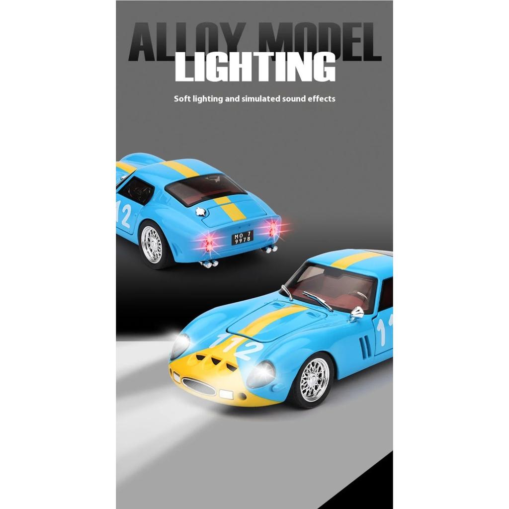 Simulated 1/32 Ferrari Track Version 250-GTO Car Model, Alloy Die-cast, Sound and Light, Children's Toy Car, Birthday Gift