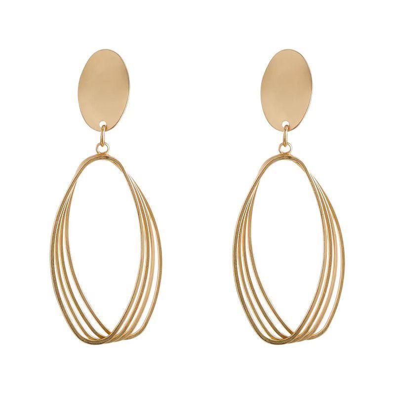 Retro Matte Gold Earrings, Women s Hong Kong Style New Trendy Earrings, Temperament Metal Earrings, Cool Style Ear Accessories