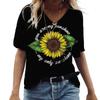 Verão Manga Curta Decote V Nova Blusa Camiseta Casual Feminina Girassol Estampa 3D