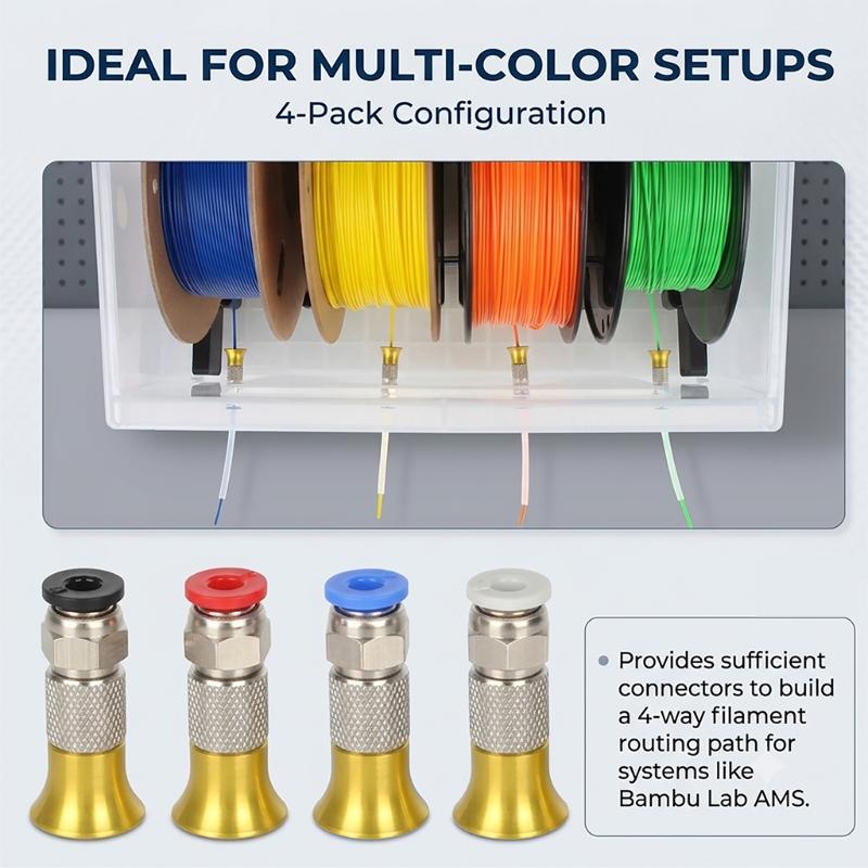 1/4Sets 3D Printer Filament Dryer Box Accessories PC4-M6 Pneumatic Straight Connector M6 Feed Fitting Coupler