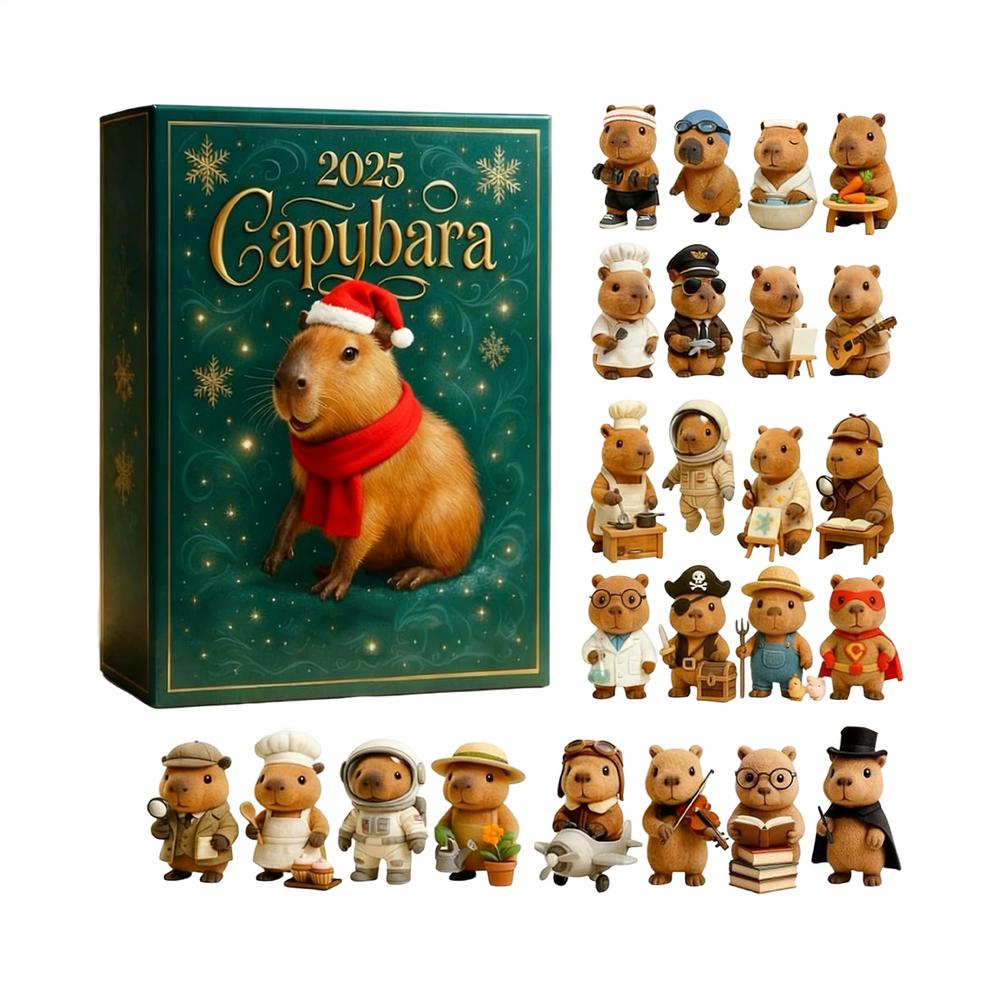 2025 Calendar Advent 2D Home Decor Capybara Collectible Calendar Christmas Tree Pendants for Shelf Desk Living Room Bedroom
