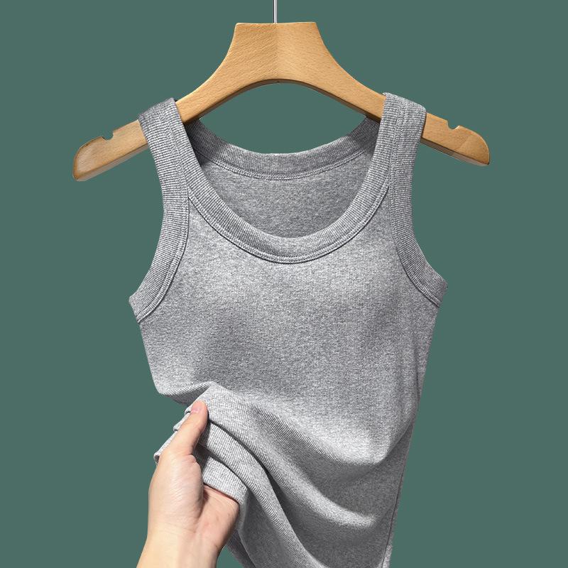 Crew Neck Sling Vest Women's New One-piece Fixed Cup Underwear with Sleeveless Vest Top