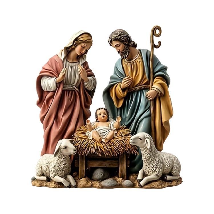 

Elegant Miniature Acrylic Art Piece 2D Flat Nativity Scene Sculpture For Contemporary Homes Office Tabletop Display 1