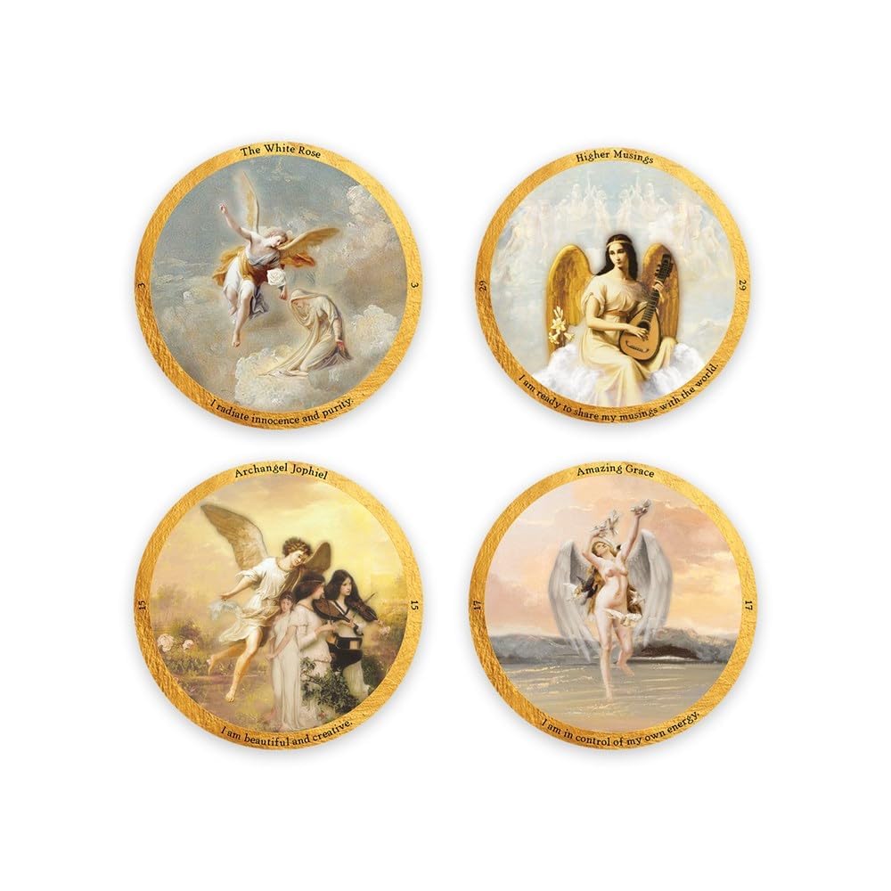 Kancharo 40-Card Oracle Card Set, Tarot Card Reading [Angelic Realms Oracle], Includes Japanese Oracle Card Basic Instructions & Pouch (Authentic)