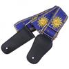 Fashion Guitar Strap Sun Flower Pattern Genuine Leather Ends with for Acoustic Electric Guitar Bass