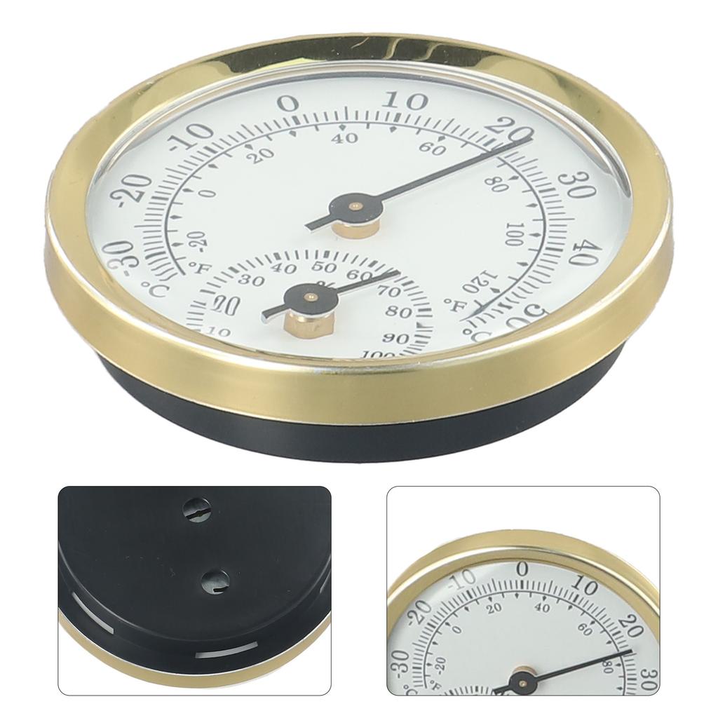 New Humidity Temperature Thermometer Workshops Gold + White Thermometer Hygrometer Warehouses For Houses Shopping Malls