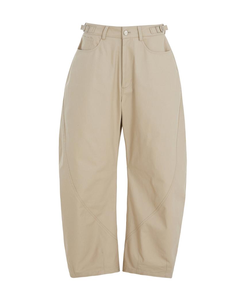 Sekeondeusolteu Balloon Tab Curved Cotton Pants (Beige)
