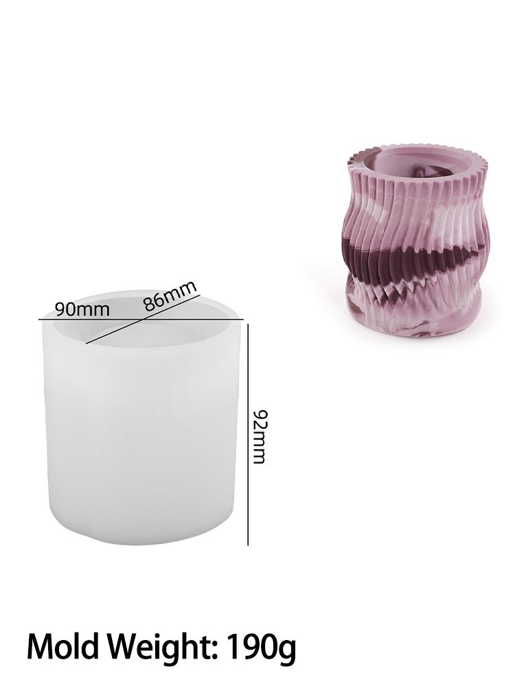 Concrete Stripe Candle Jar Silicone Mold Simplicity Wave Storage Tank Ornament Cement Plaster Flowerpot Resin Molds Home Decor