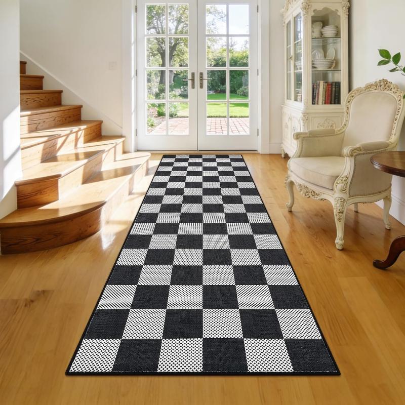 Vintage Geruite Oosterse Runner Vloerkleed Antislip Waterdicht Tapijt voor Keuken Entree Boerderij Binnen Vloer Decor 40x60cm 16x24inch