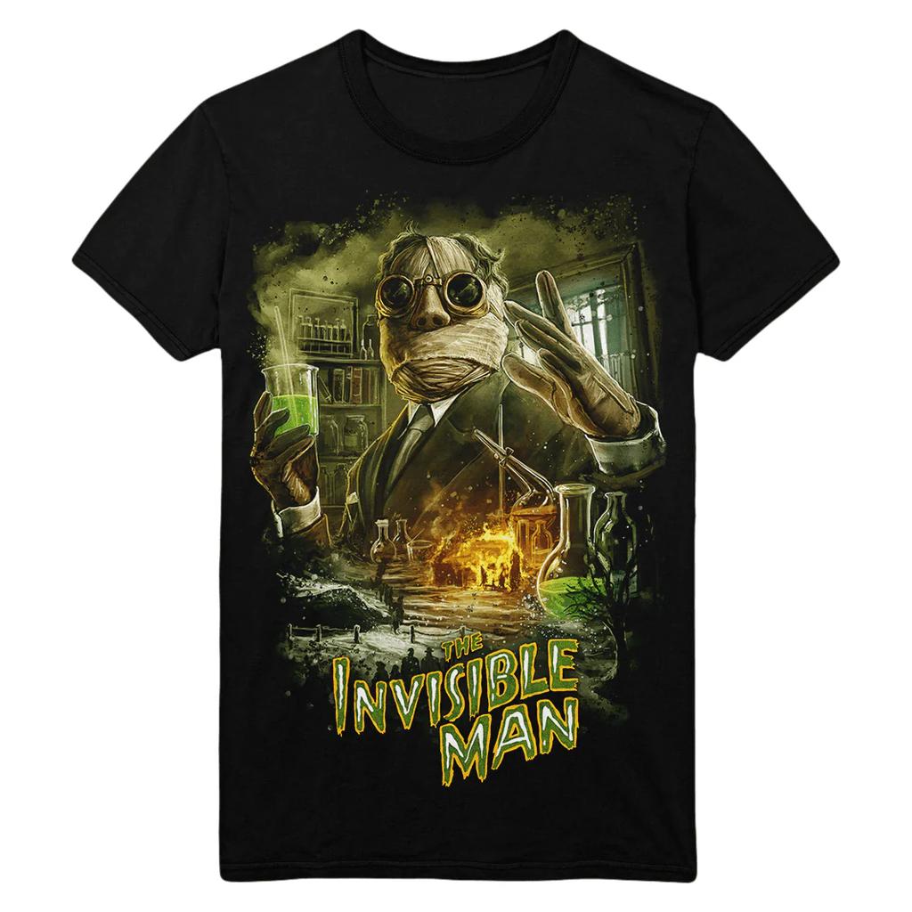 The Invisible Man T-Shirt Men Retro Sci-Fi Monster Graphic Short Sleeve Streetwear Loose Fit C