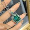 Simulation Royal Blue Treasure Pendant Necklace Earrings Set Emerald Women'S Stud Earrings Zircon Ring