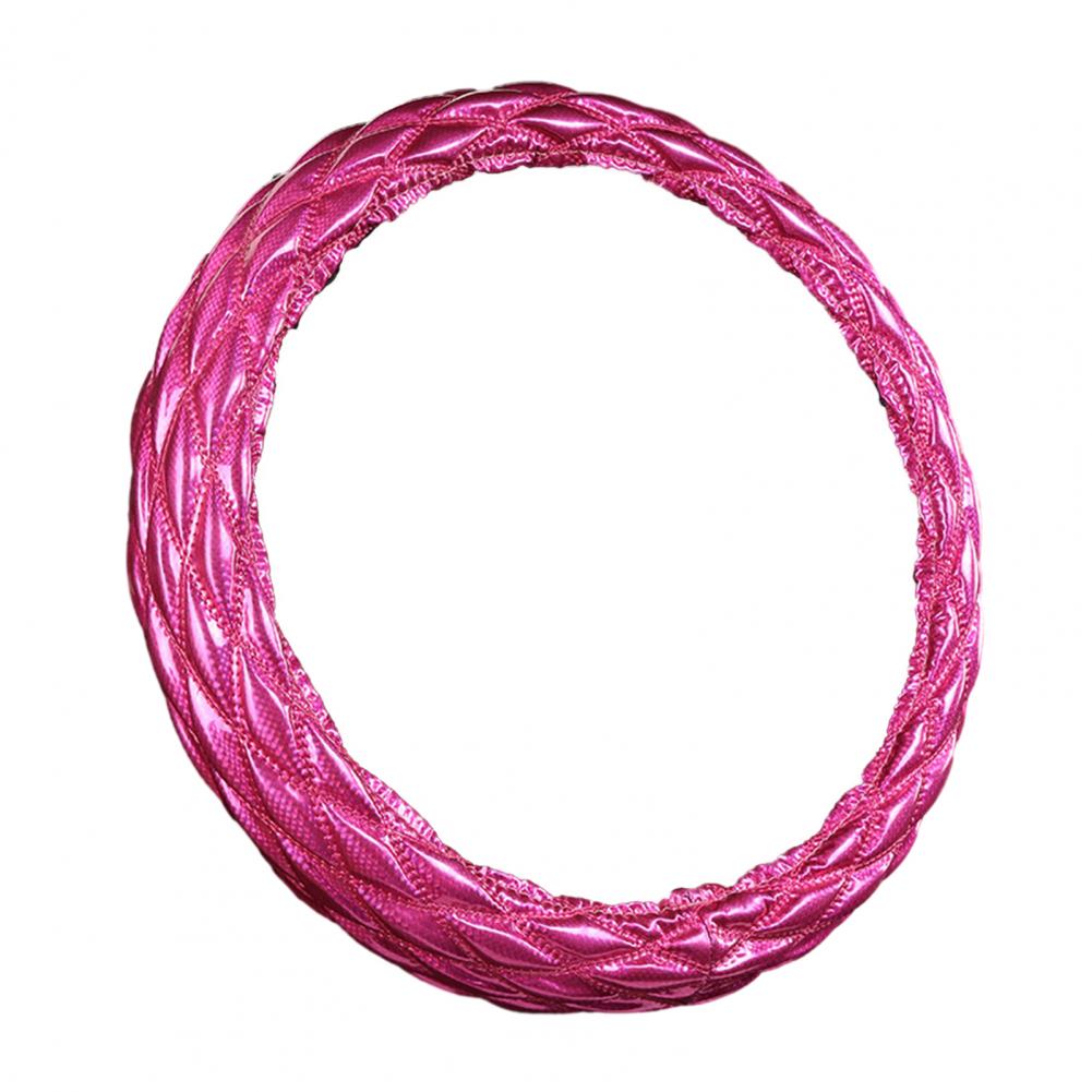 

Универсальный чехол на руль автомобиля с металлической полосой и противоскользящим узором, чехлы из искусственной кожи для рулевого колеса автомобиля диаметром 37–38 см розовый