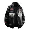 American Style Motorcycle PU Leather Jacket Trendy Black White Heavyweight Biker Jacket Men's Loose Fit Padded Outerwear